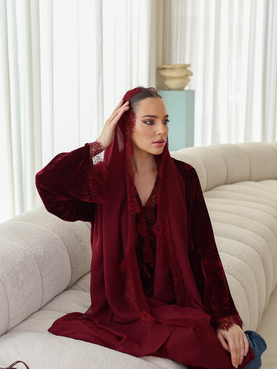 The Red valvet abaya