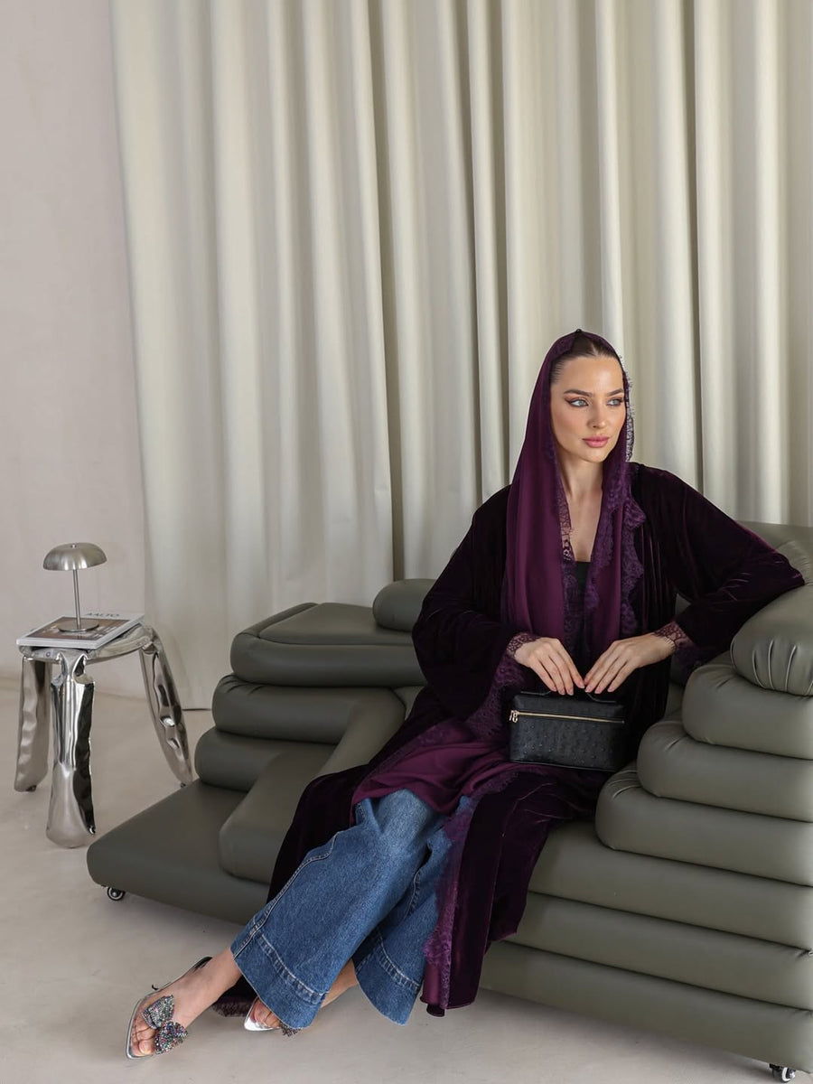 The purple valvet abaya