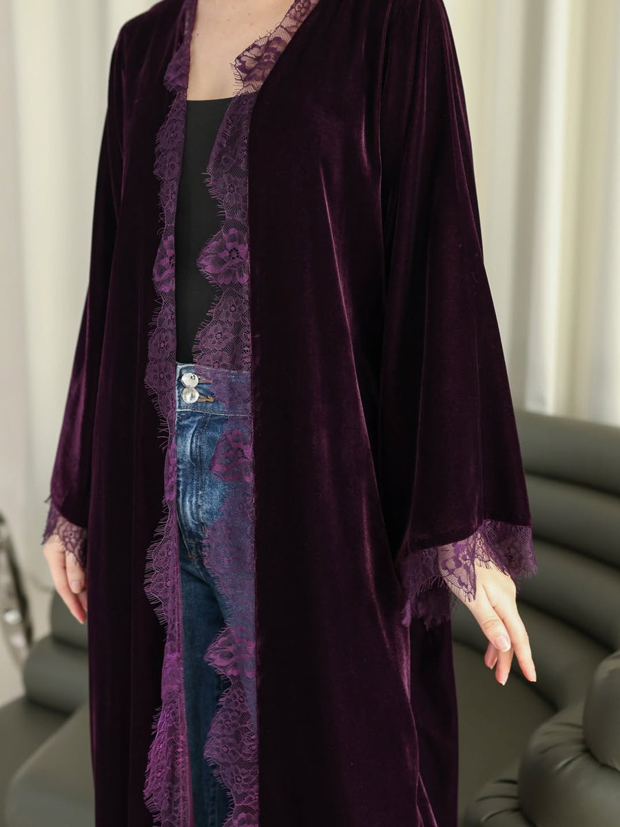 The purple valvet abaya