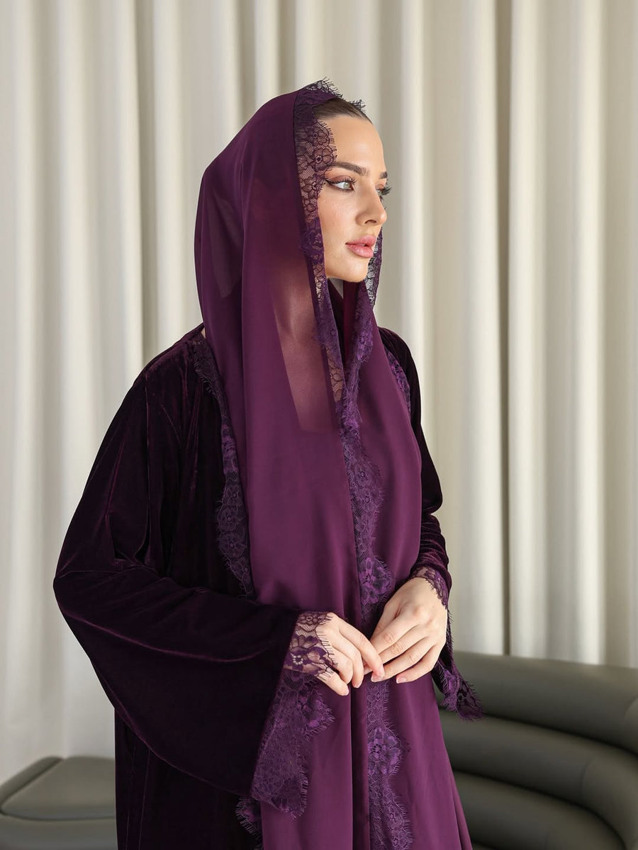 The purple valvet abaya