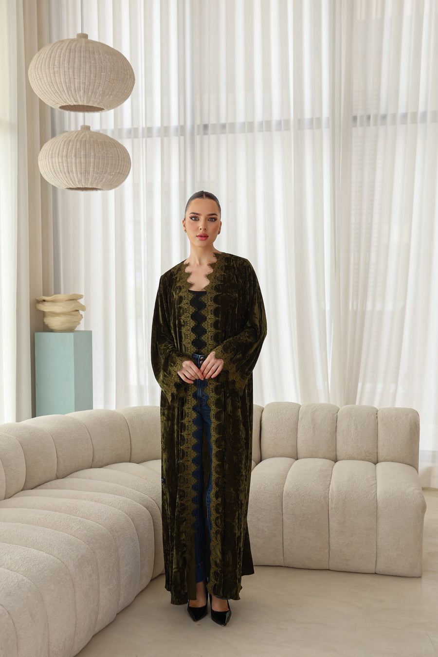 The Olive valvet abaya
