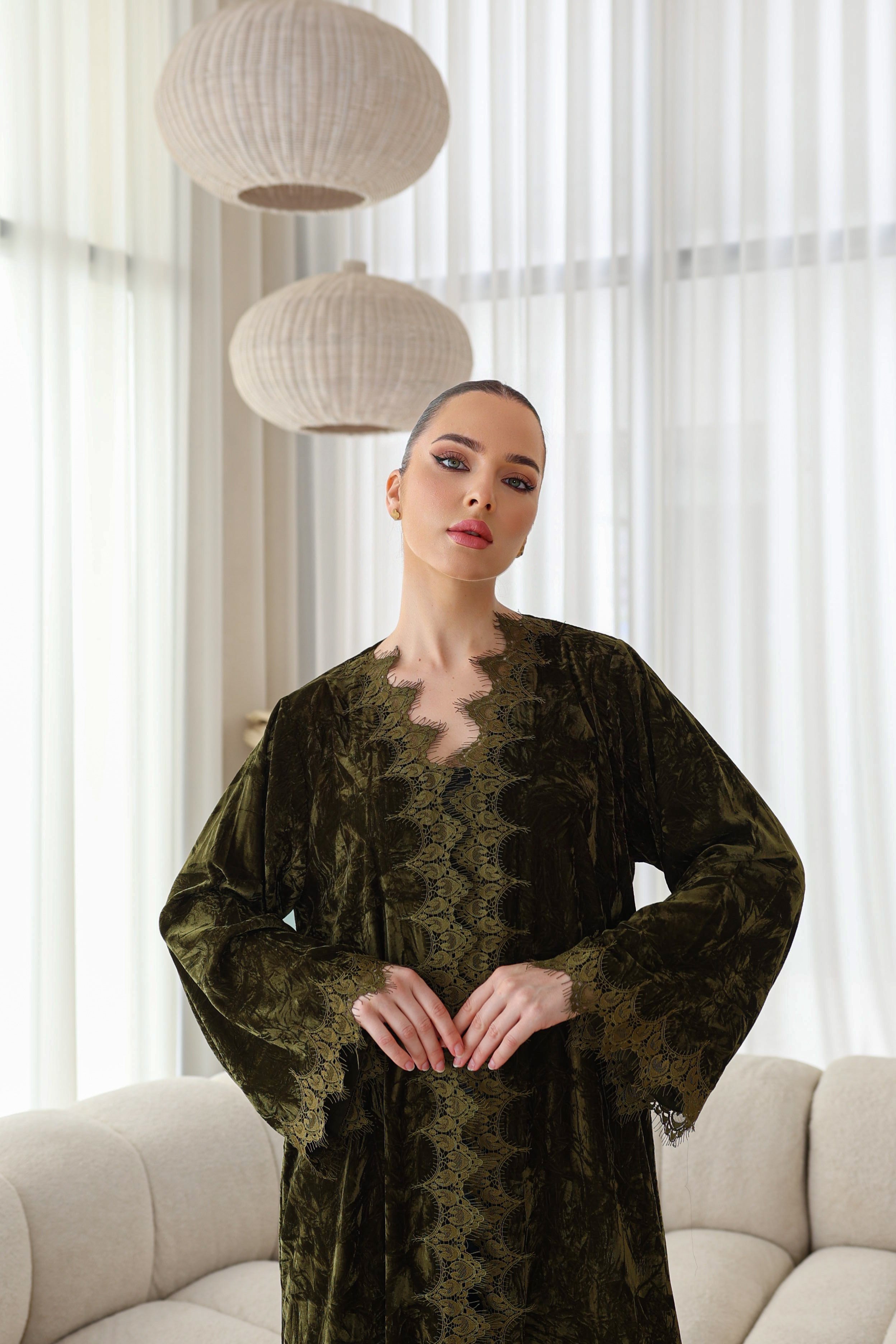 The Olive valvet abaya