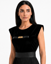 Black velvet cut sleeve