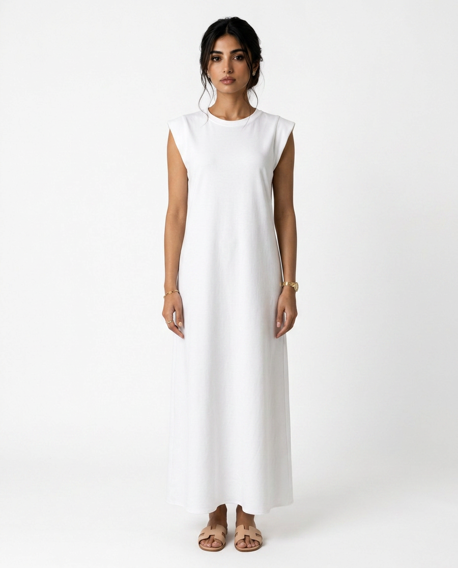 White crepe cut sleeve