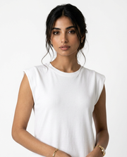 White crepe cut sleeve