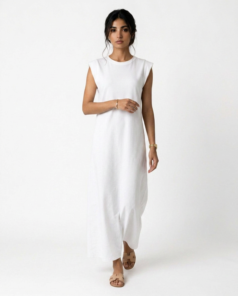 White crepe cut sleeve