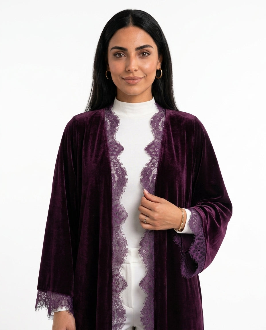 The purple valvet abaya